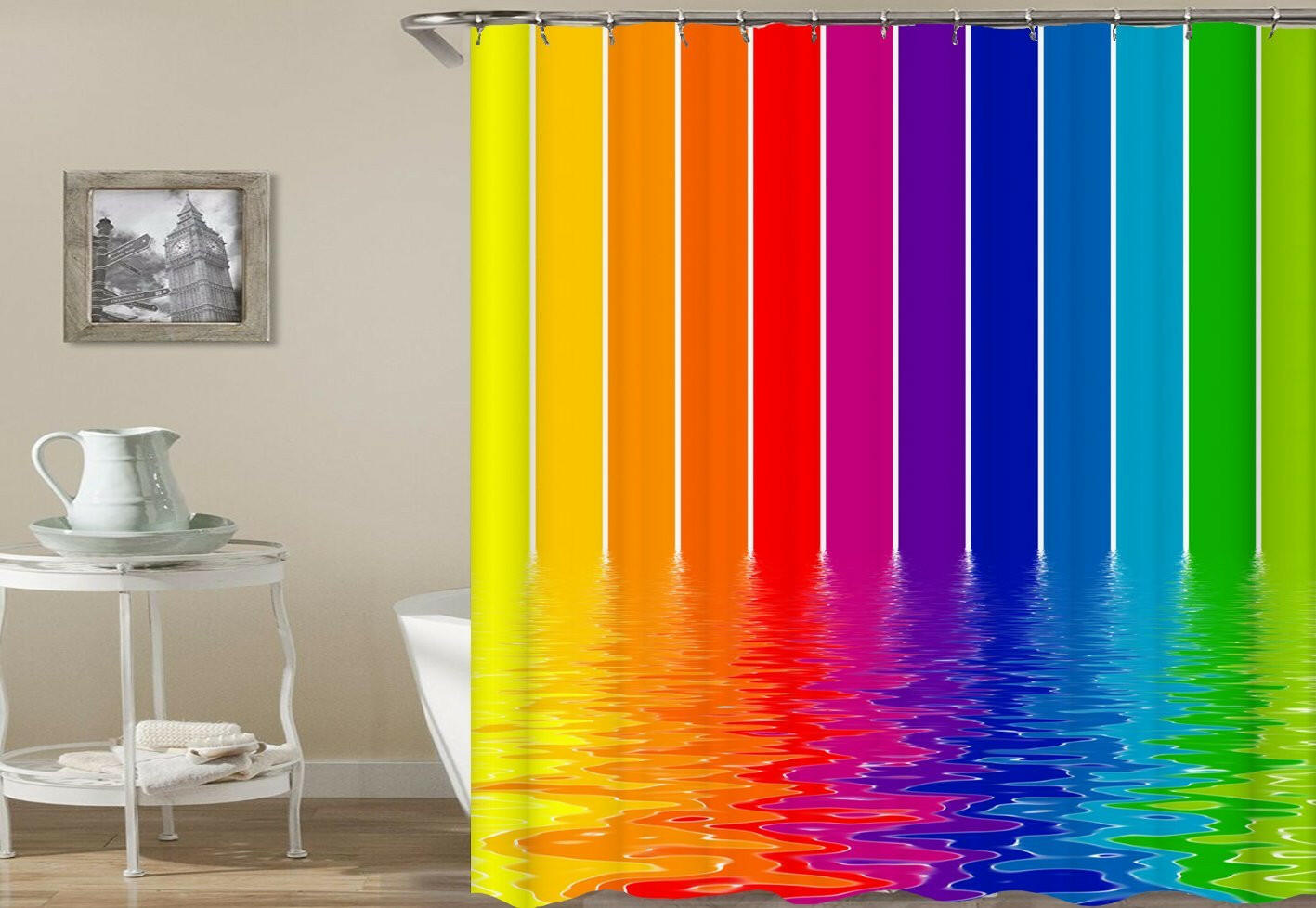 Melting Rainbow Colors Shower Curtain.