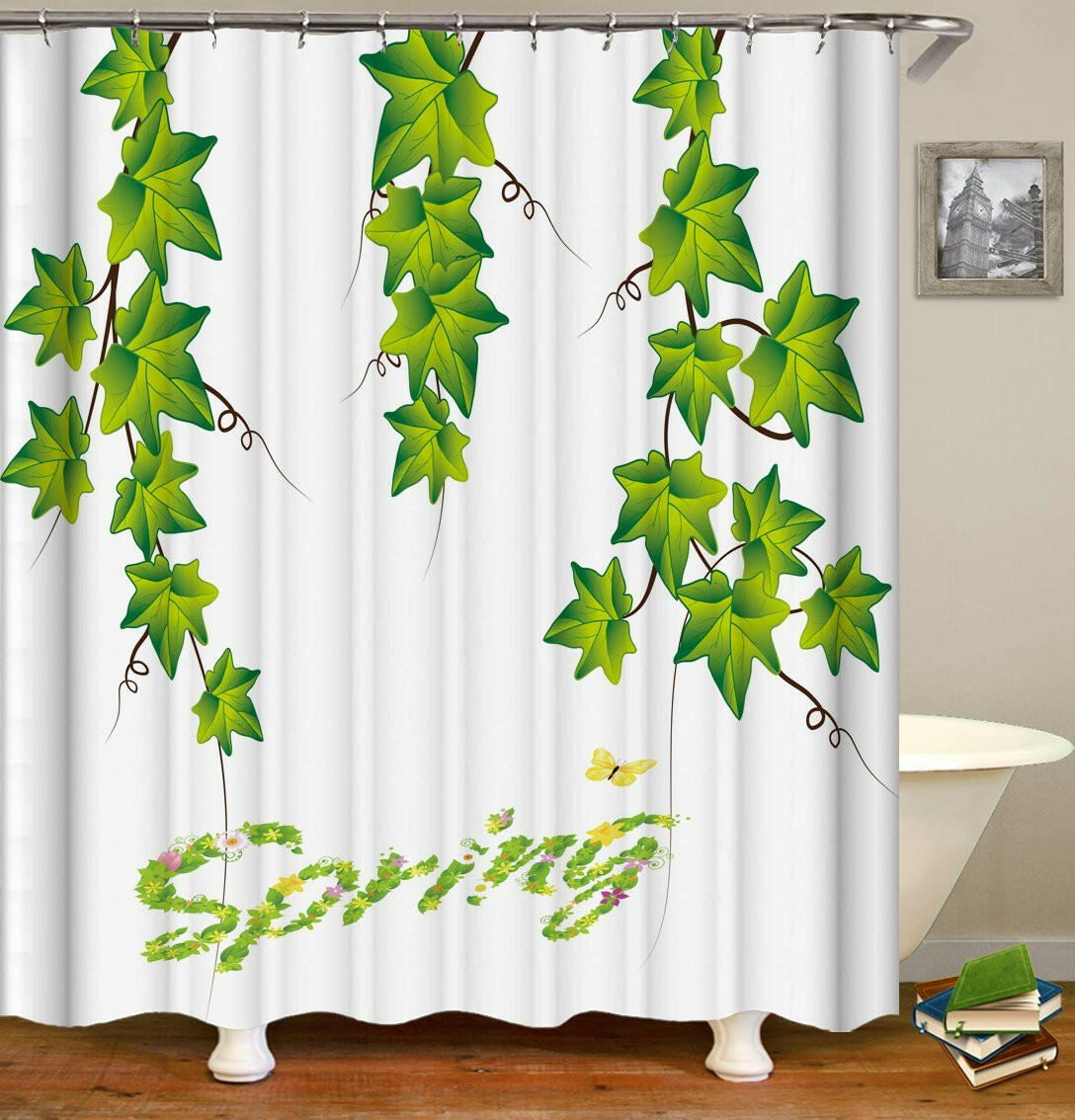 Spring Vine Leaves Shower Curtain.