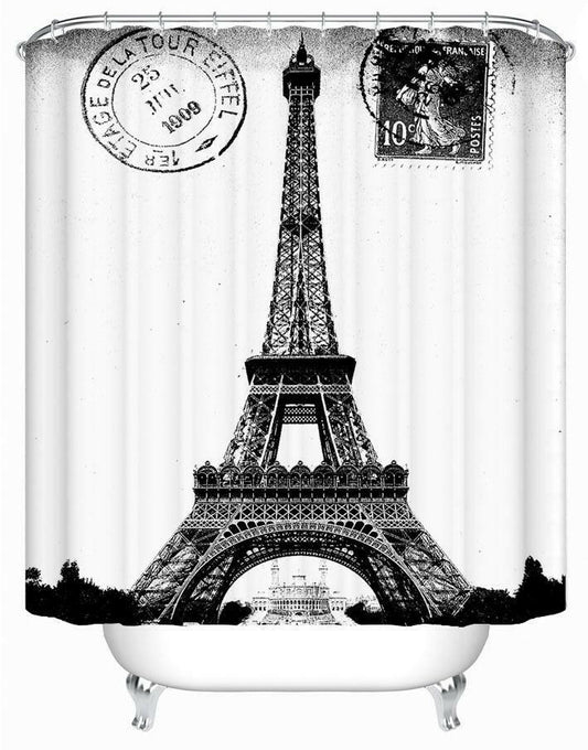 Eiffel Tower Stamp Shower Curtain.