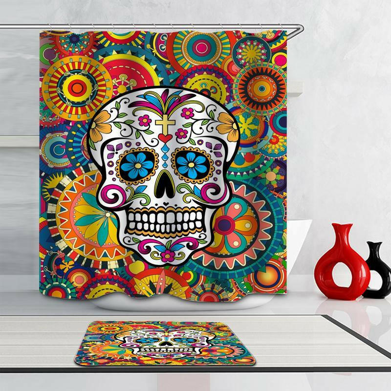 Riot Of Colors Skull Shower Curtain.