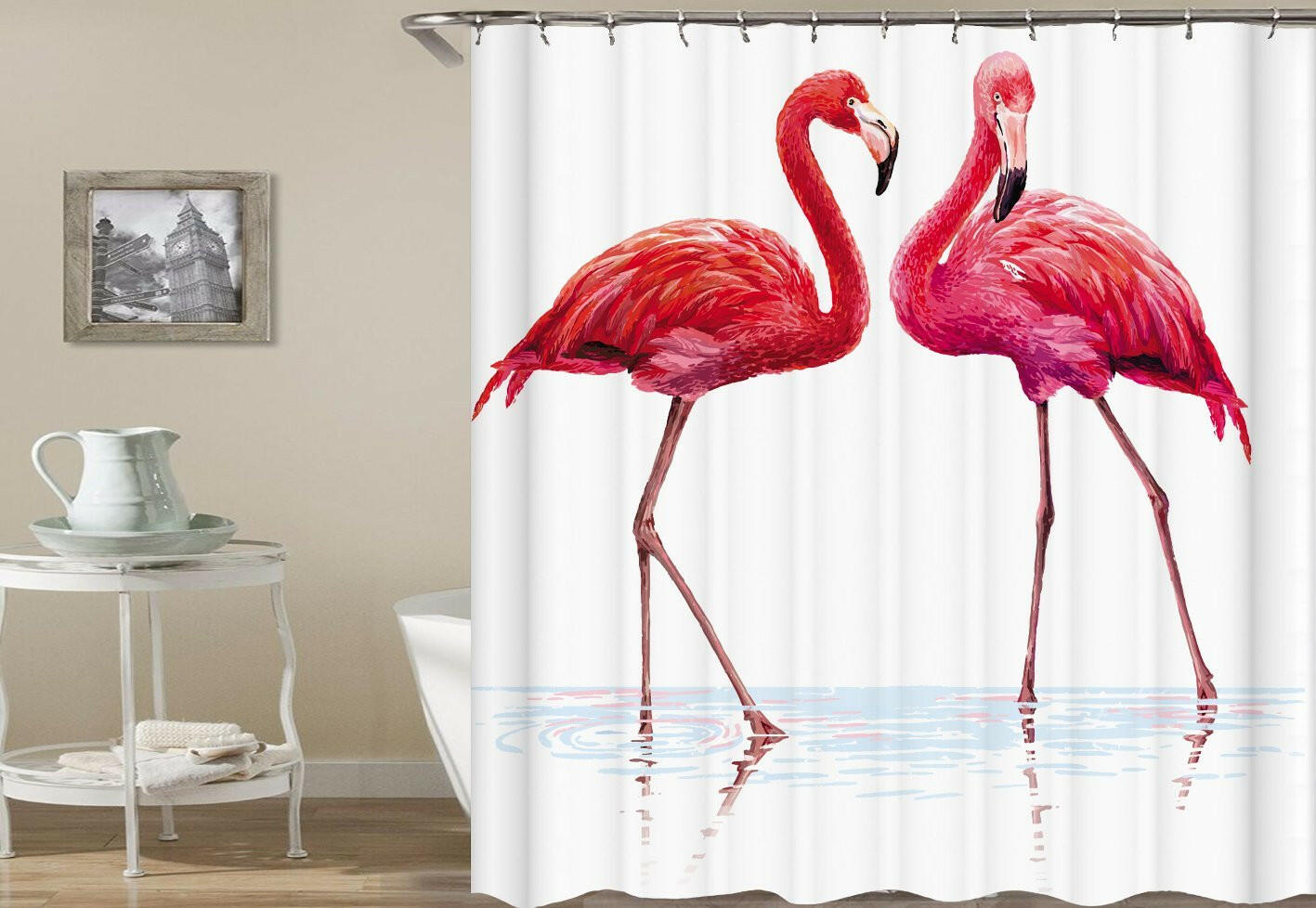 Need Two To Flamingo Shower Curtain.