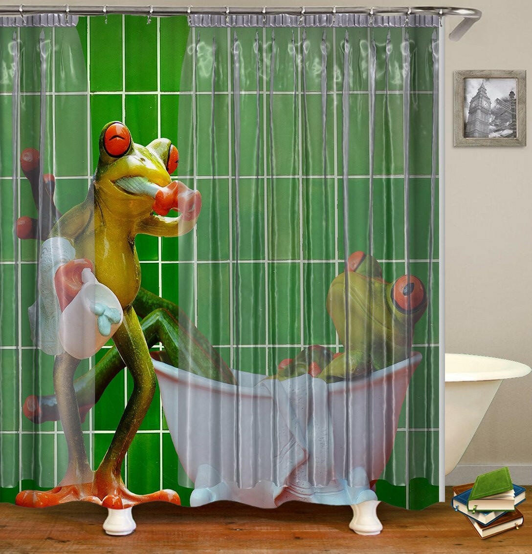 Frogs' Bathroom Shower Curtain.