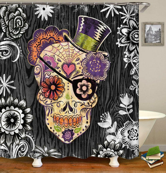 Top Hat Sugar Skull Shower Curtain.