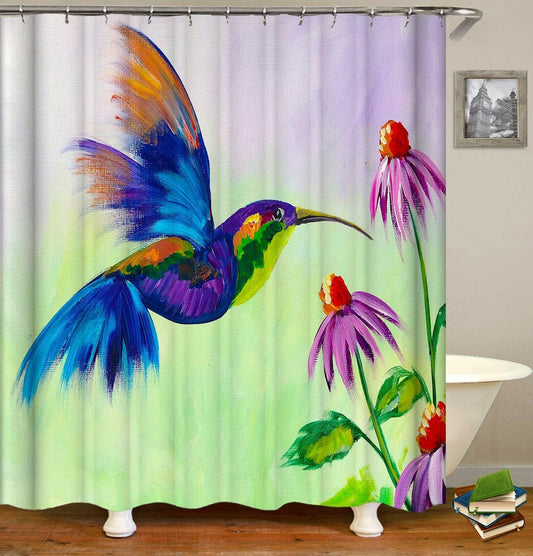 Colorful Honeybird Art Shower Curtain.