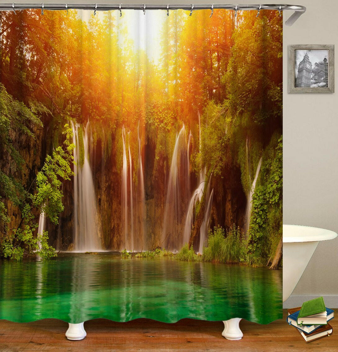 Sunset Over The Hidden Lake Shower Curtain.