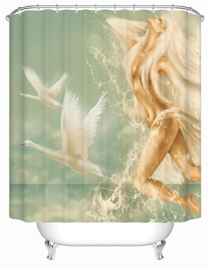 Divine Aqua Lady Shower Curtain.