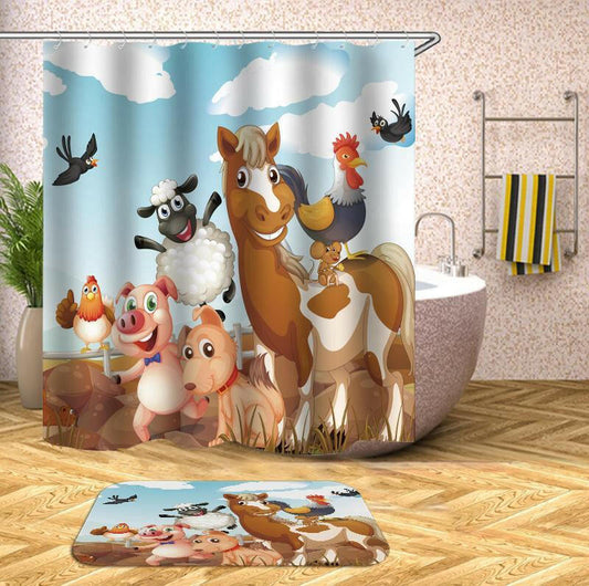 Friendly Farm Animals Shower Curtain.