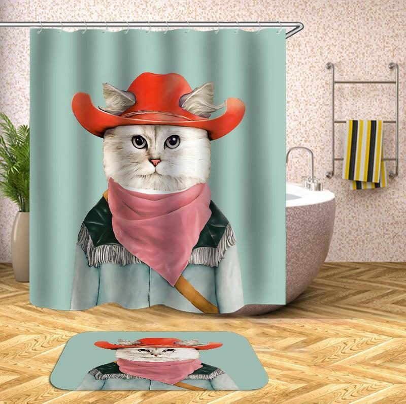 Cowboy Cat Shower Curtain.