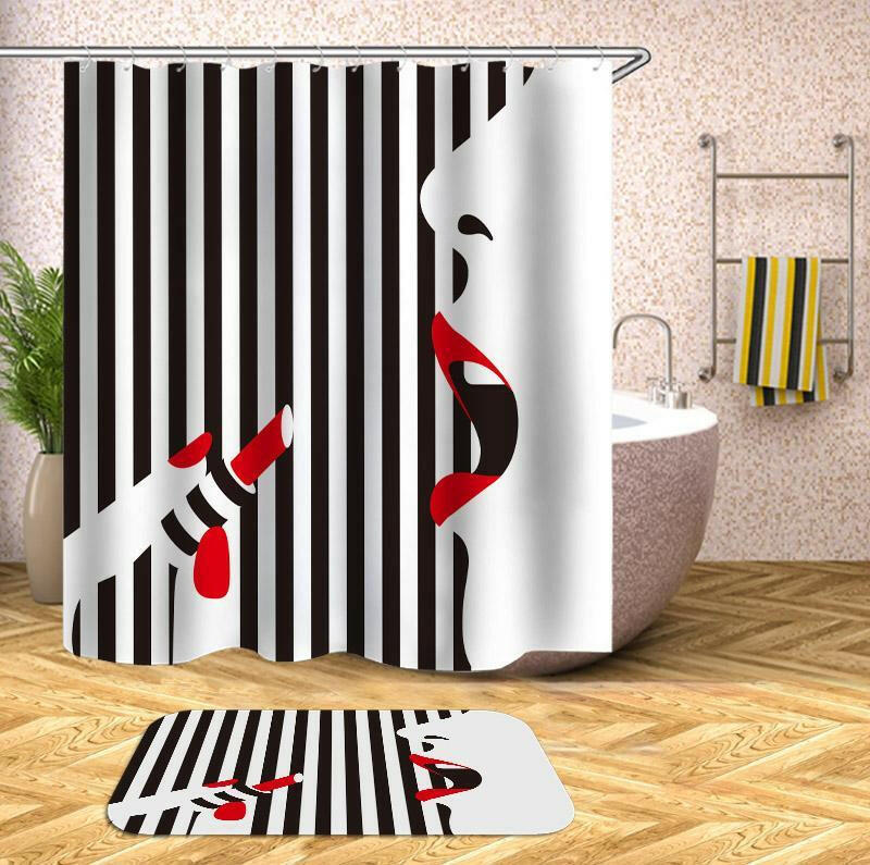 Wearing Red Lipstick Shower Curtain.