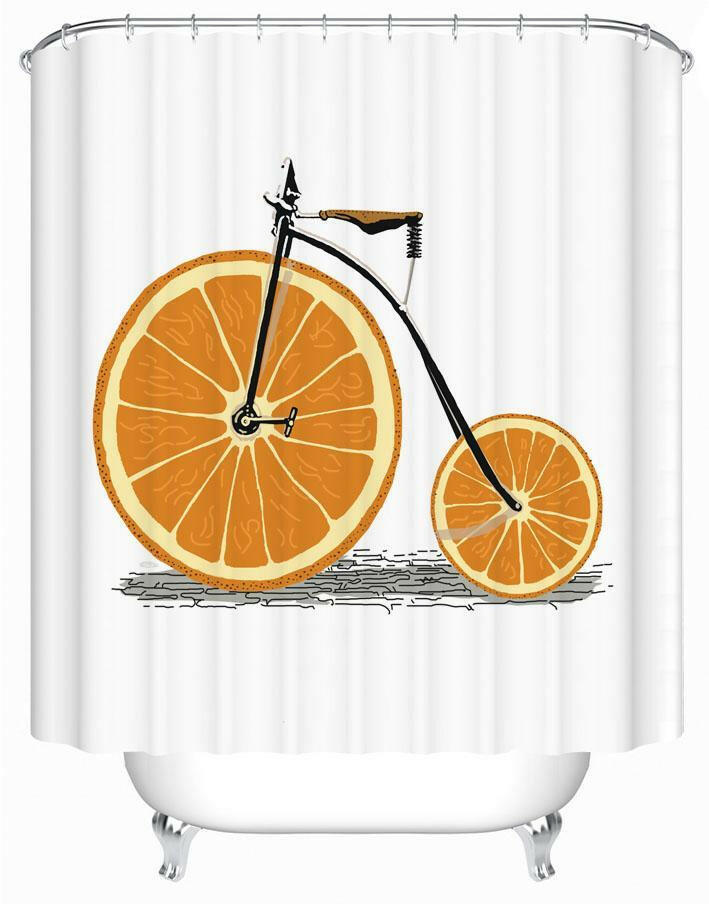 Orange Bicycle Shower Curtain.