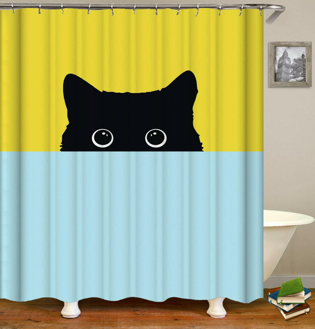 Shy Cat Shower Curtain.