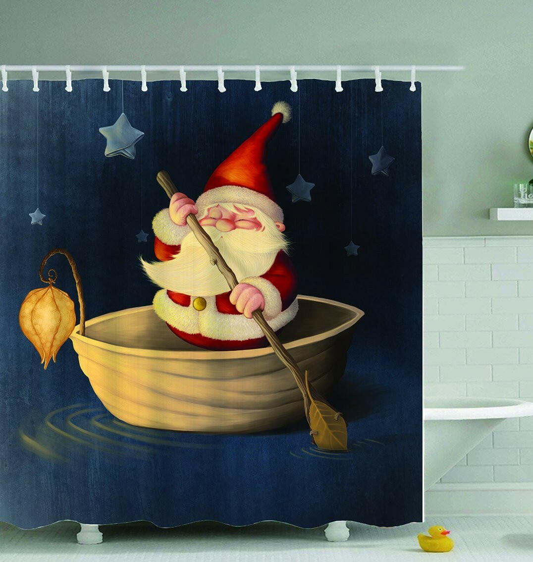 Santa Is Paddling Shower Curtain.