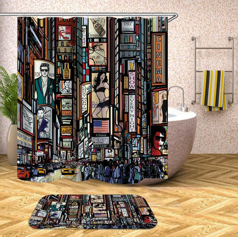 Times Square Comics Painting Shower Curtain.