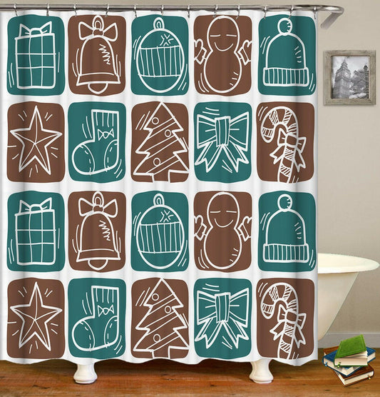 Turquoise And Brown ChristmasвЂ™ Checkers Shower Curtain.