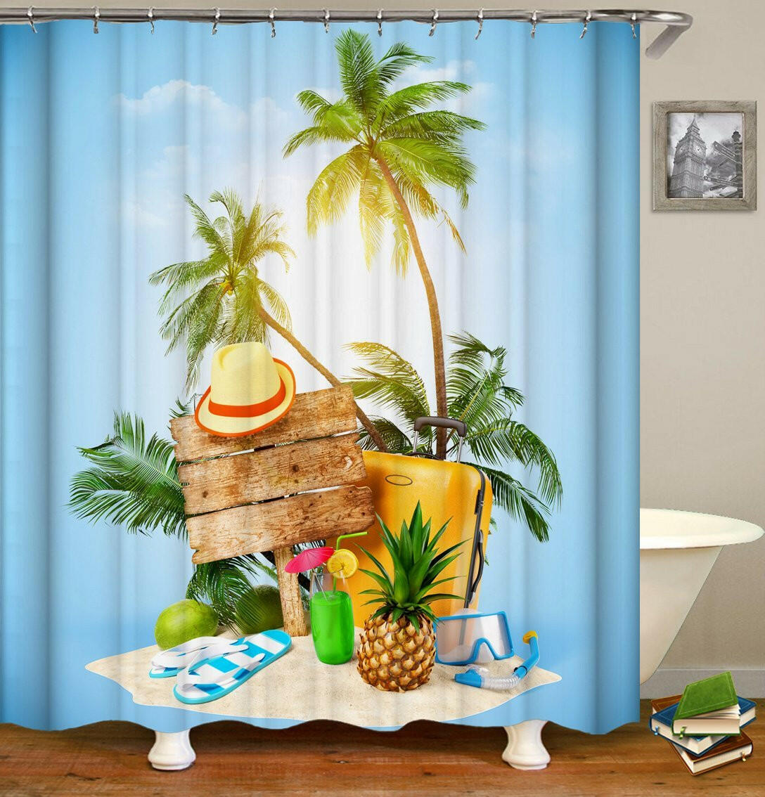 Tropical Vacation starter pack Shower Curtain.