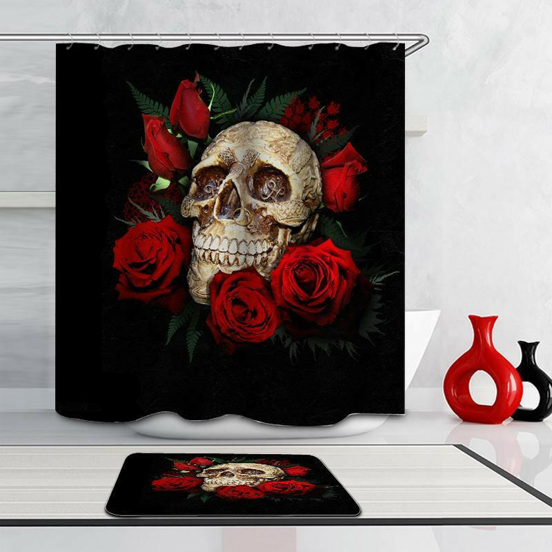 Decorated Skull And Roses Shower Curtain.