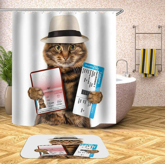 Tourist Cat Shower Curtain.