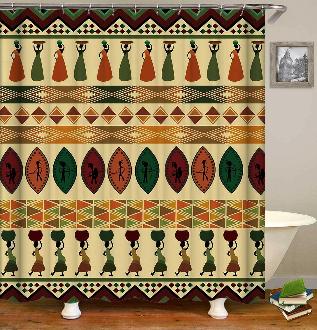 Multi Colored African Ornaments Shower Curtain.