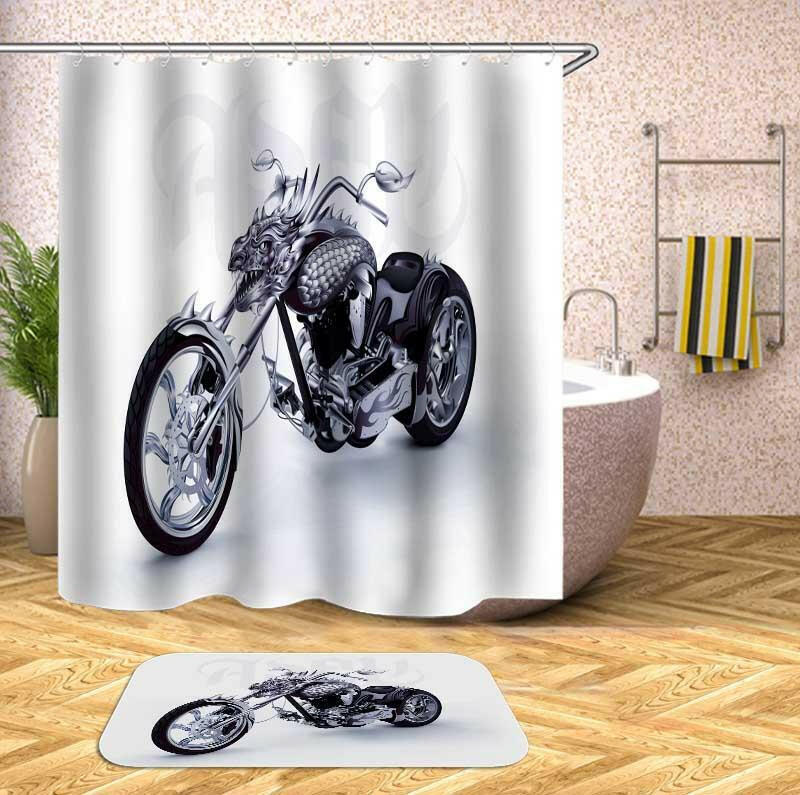 Dragon Motorcycle Shower Curtain.