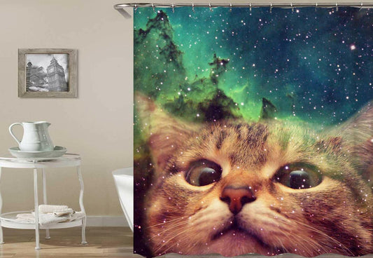 Space Cat Shower Curtain.