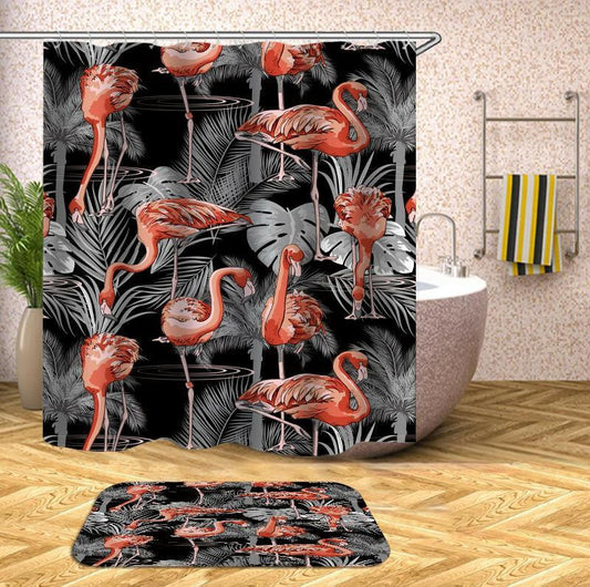 Flamingos In The Dark Shower Curtain.