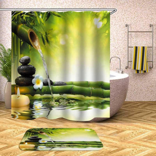 Water Trickle Bamboo Shower Curtain.