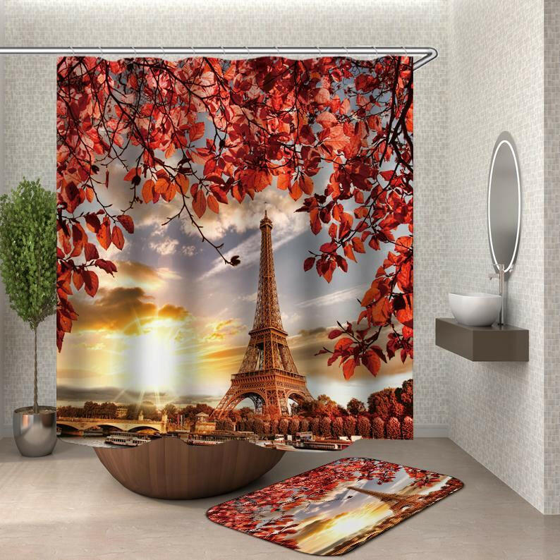 Fall Eiffel Tower Shower Curtain.