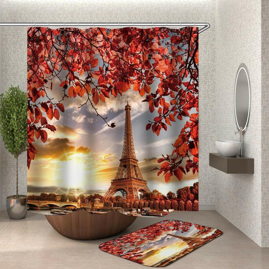 Fall Eiffel Tower Shower Curtain.