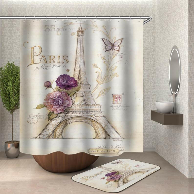 Shower Curtain of Paris Postcard Shower Curtain.