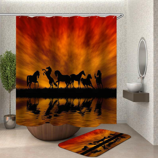 Twilight Horses Silhouettes Shower Curtain.