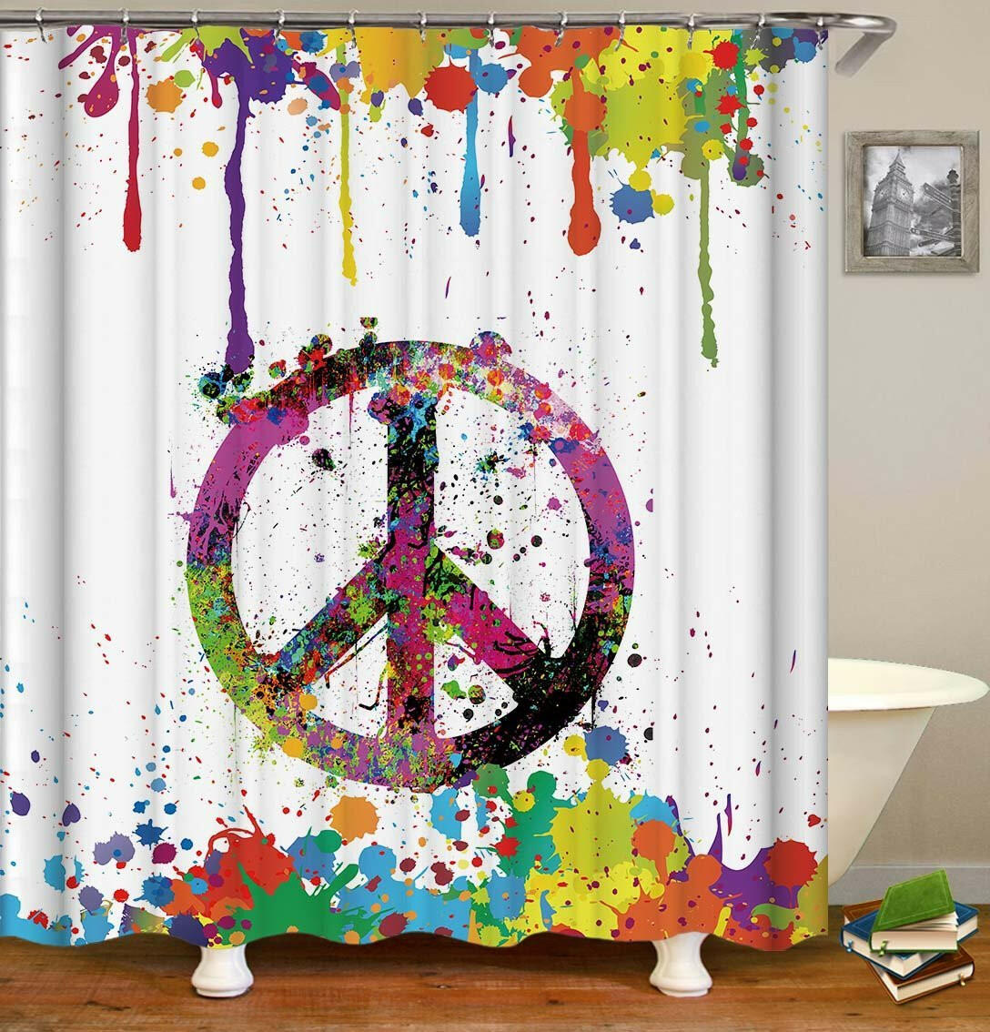 Riot Of Colors Peace Shower Curtain.