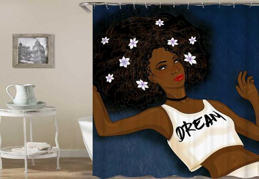 Dreamy Afro Girl Shower Curtain.