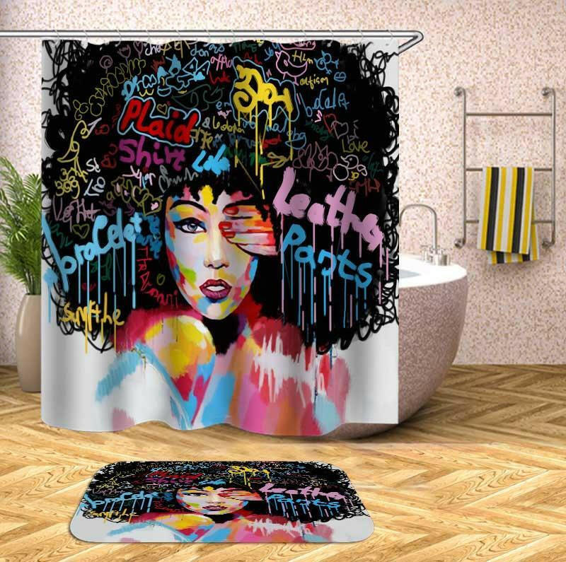 Urban Beautiful Afro Girl Shower Curtain.