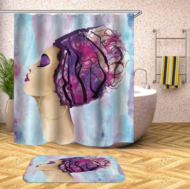 Purplish African Woman Shower Curtain.