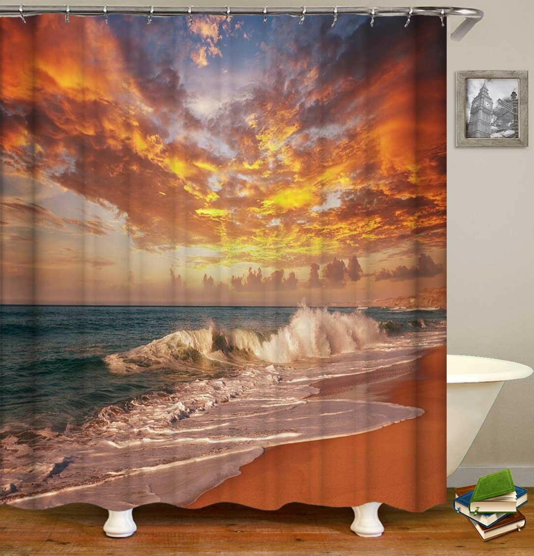 Sunset Skies Over The Ocean Shower Curtain.