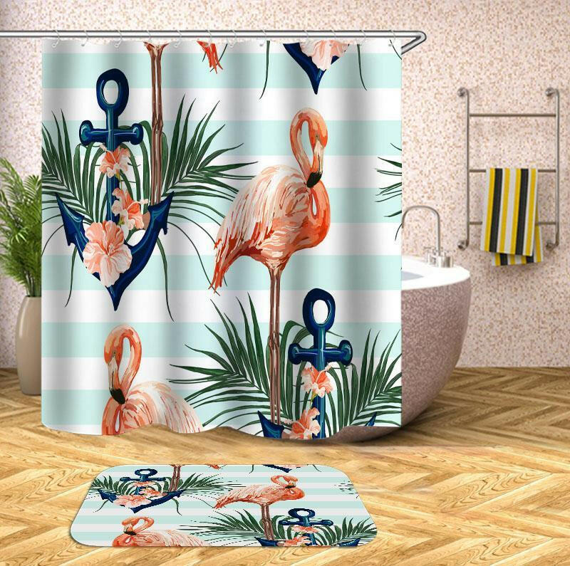 Flamingo And Anchor Shower Curtain.