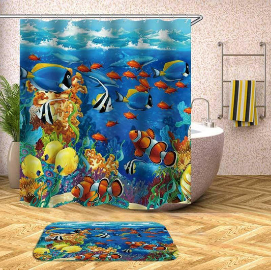 Multi Colored OceanвЂ™s Life Shower Curtain.