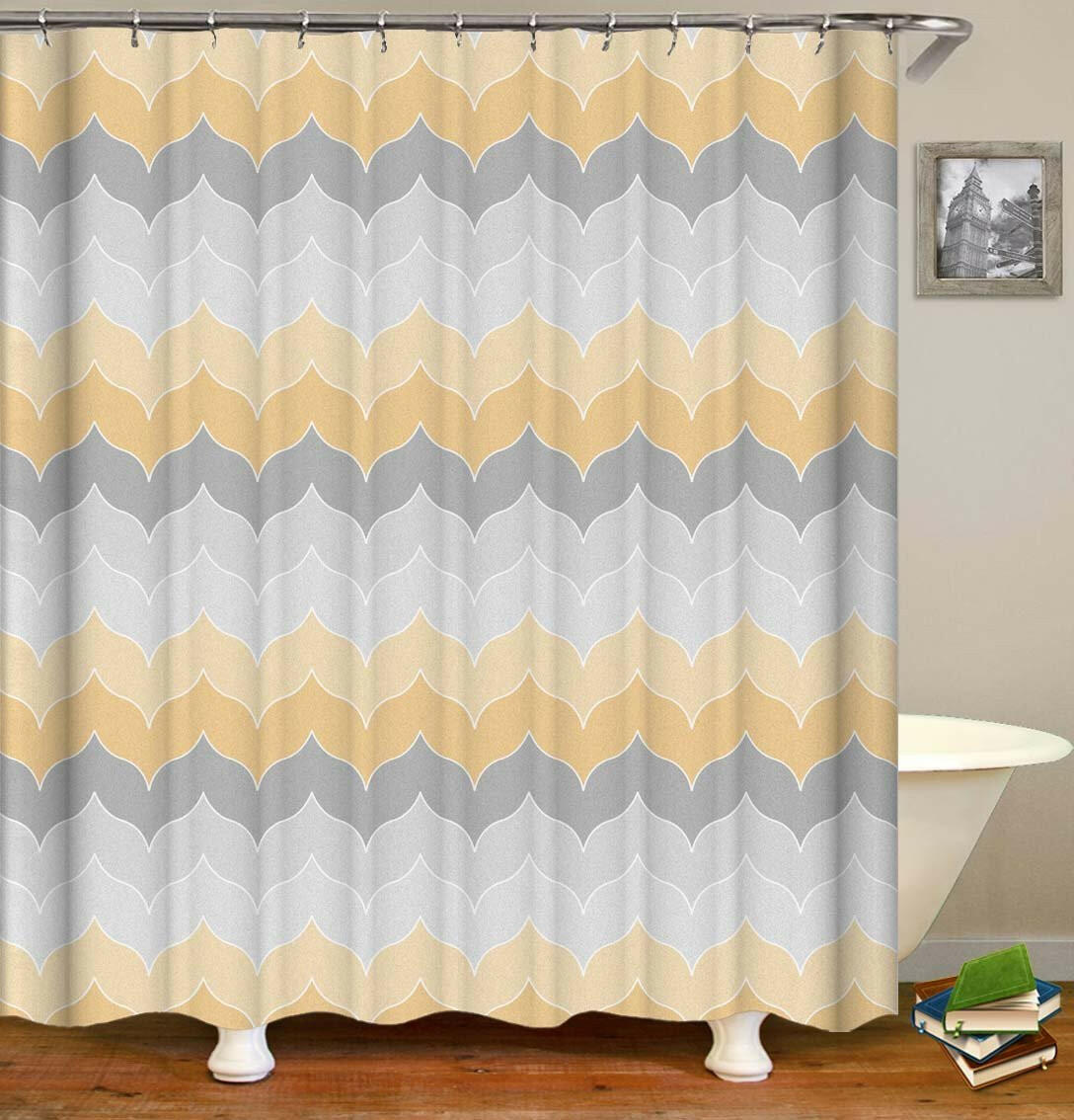 Pastel Grey Yellow Shower Curtain.