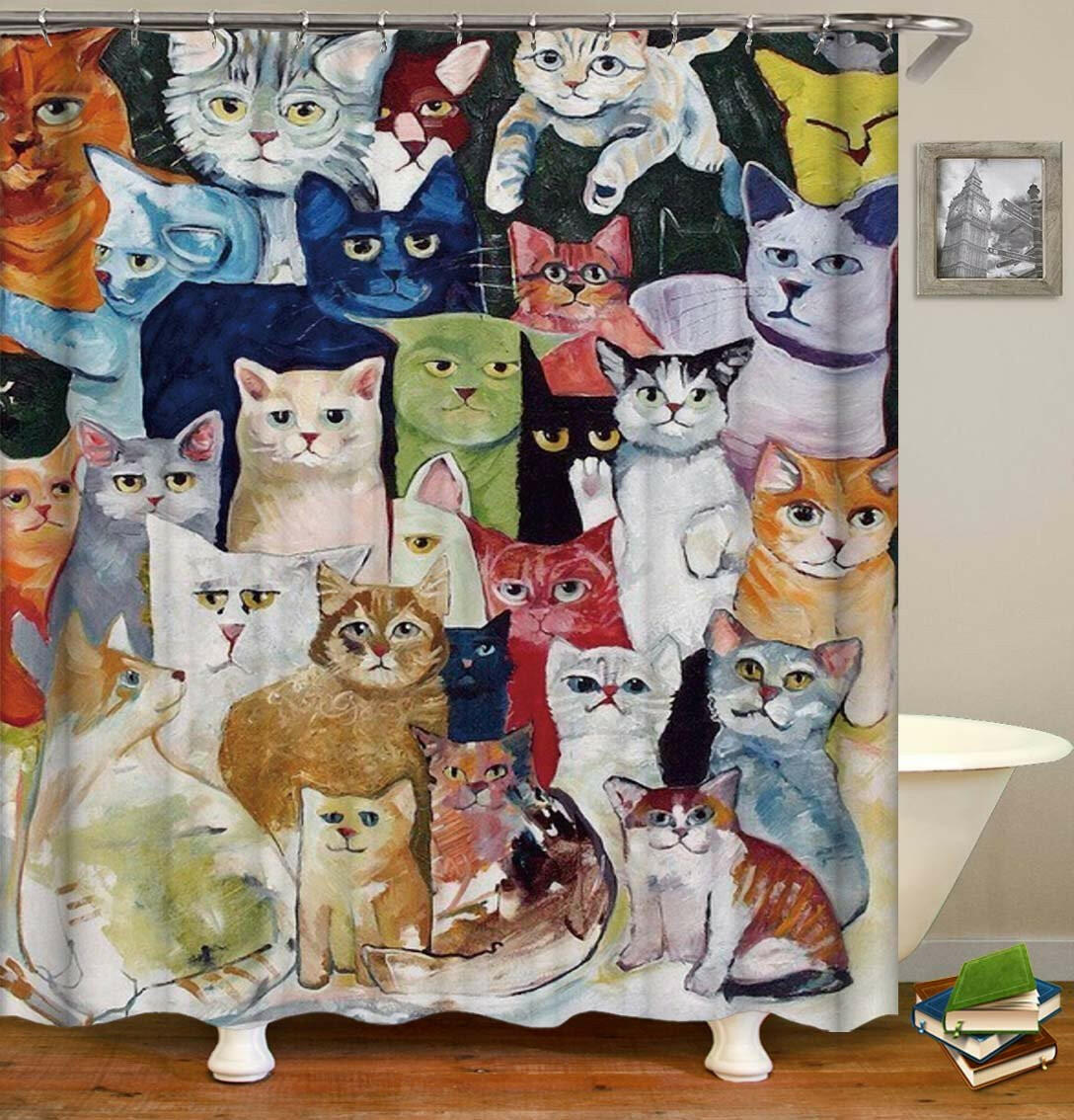 Colorful Art Cats Shower Curtain.