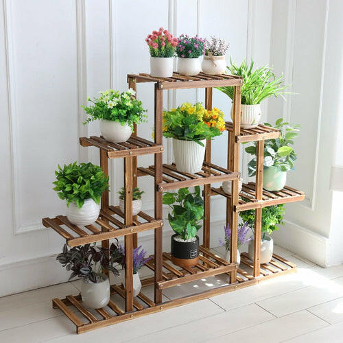 Indoor 9 Tier Wooden Plant Home Decor Stand.