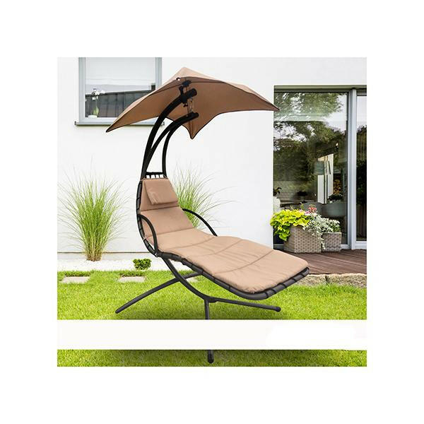 Hammock Swing Chair Chaise Lounger Beige Waterproof Outdoor.