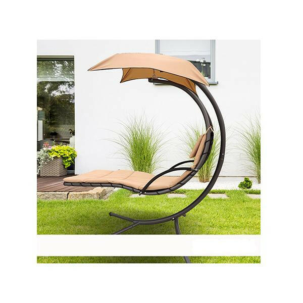 Hammock Swing Chair Chaise Lounger Beige Waterproof Outdoor.