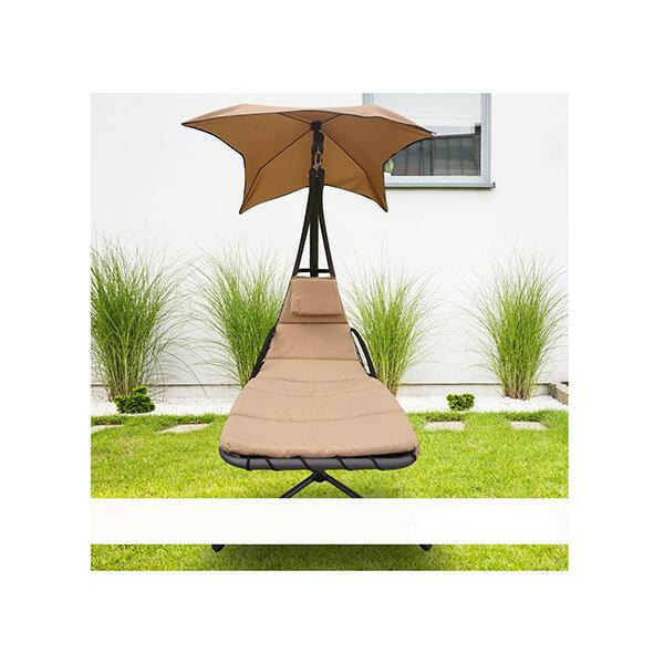 Hammock Swing Chair Chaise Lounger Beige Waterproof Outdoor.