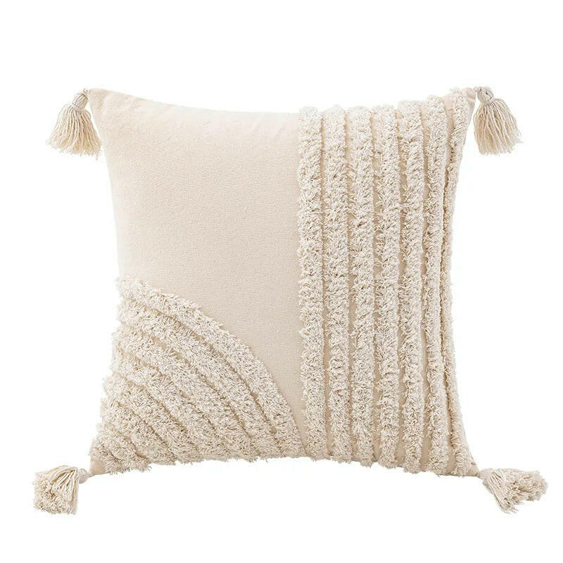 Tasseled Tufted Cushion Cover Natural.