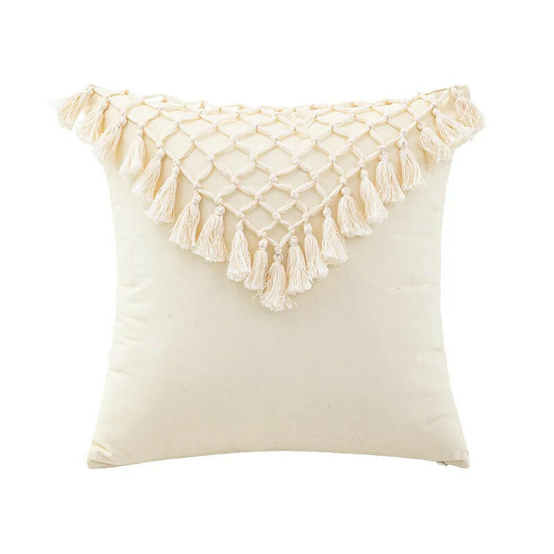 Tasseled Tufted Cushion Cover Natural.