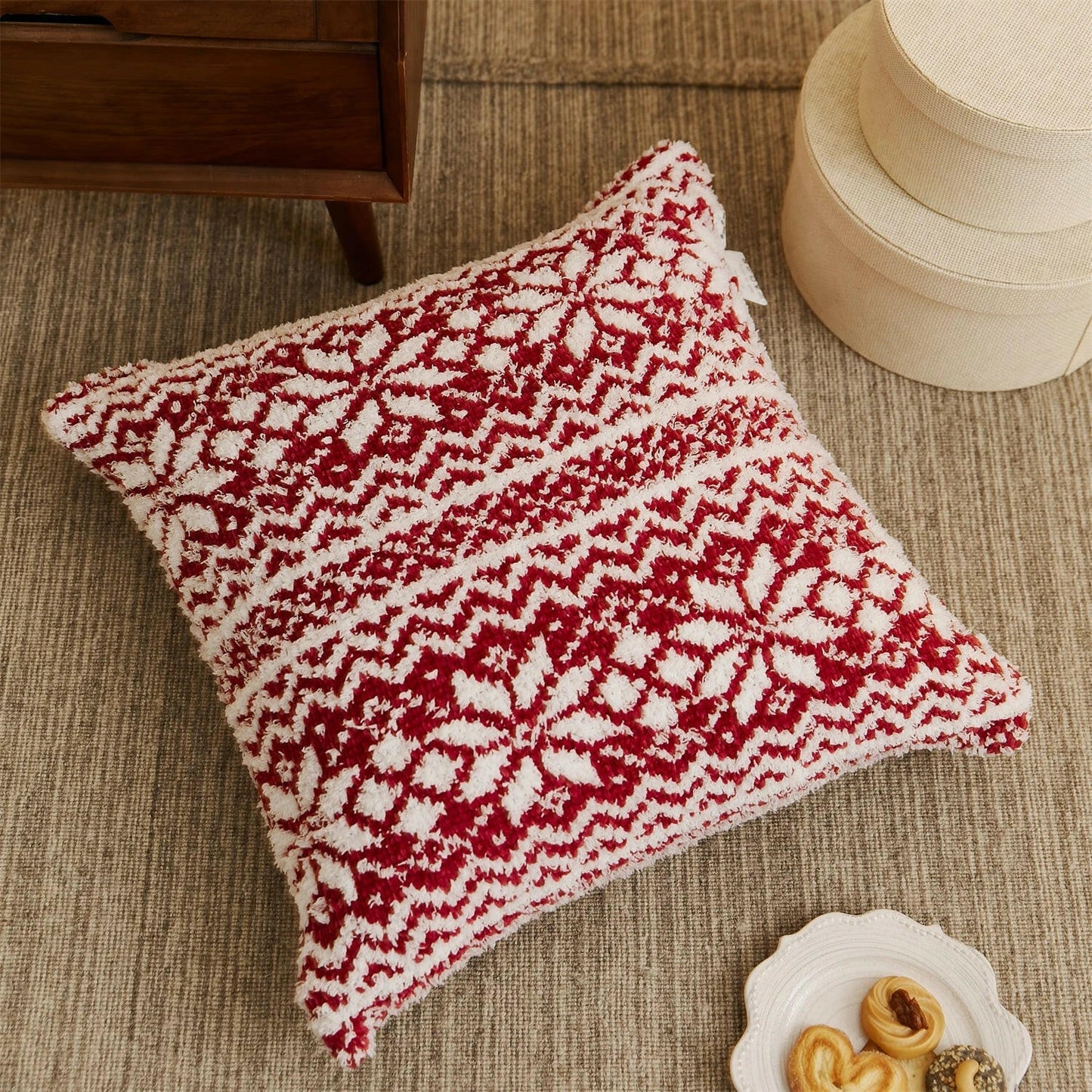 Christmas Snowflake Square Decorative Pillow Cover.