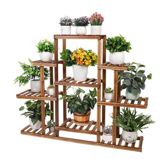 Indoor 9 Tier Wooden Plant Home Decor Stand.