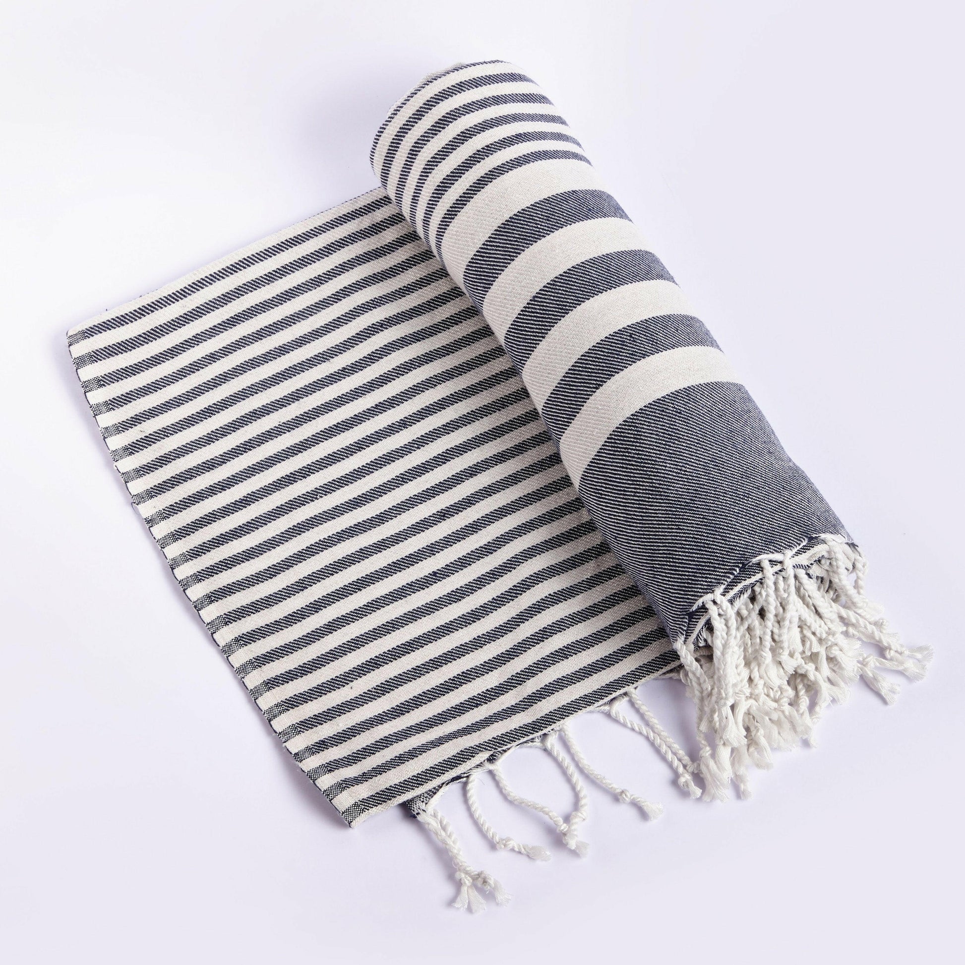 Fethiye Striped Blanket Throw - Blue.