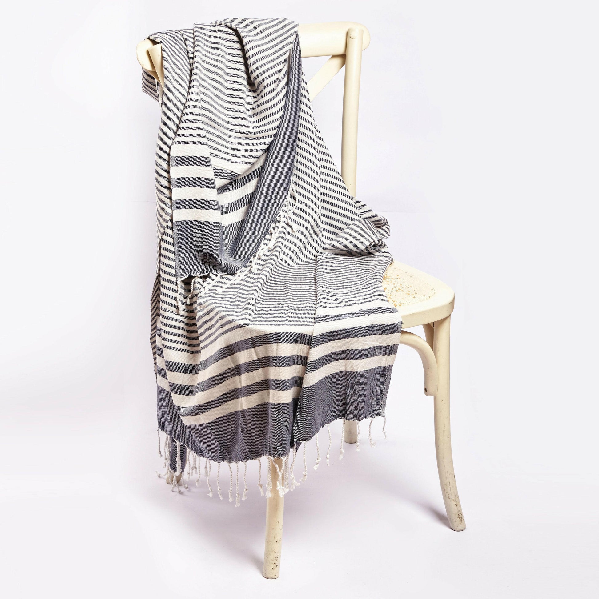 Fethiye Striped Blanket Throw - Blue.