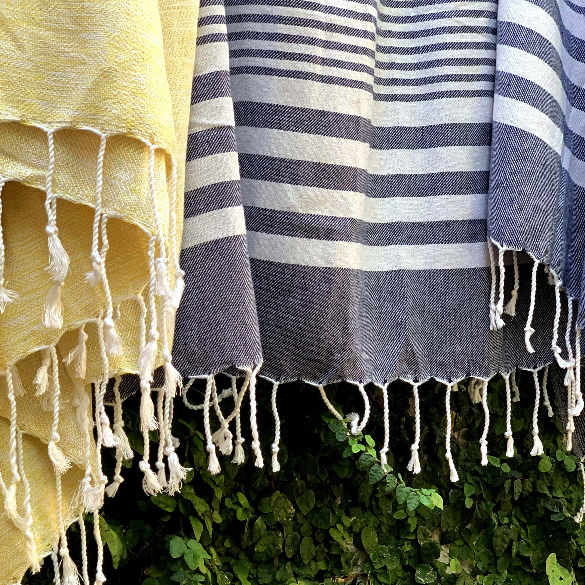 Fethiye Striped Blanket Throw - Blue.